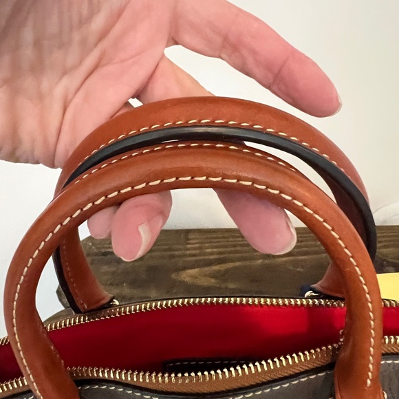 Dooney & Bourke Darcy Satchel. Elephant/Grey/Mushroom and Brown Leather Bag - Picture 5 of 11